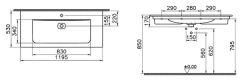 Vitra 7540B001-0001 Metropole Etajerli Lavabo 120 Cm M.Beyaz