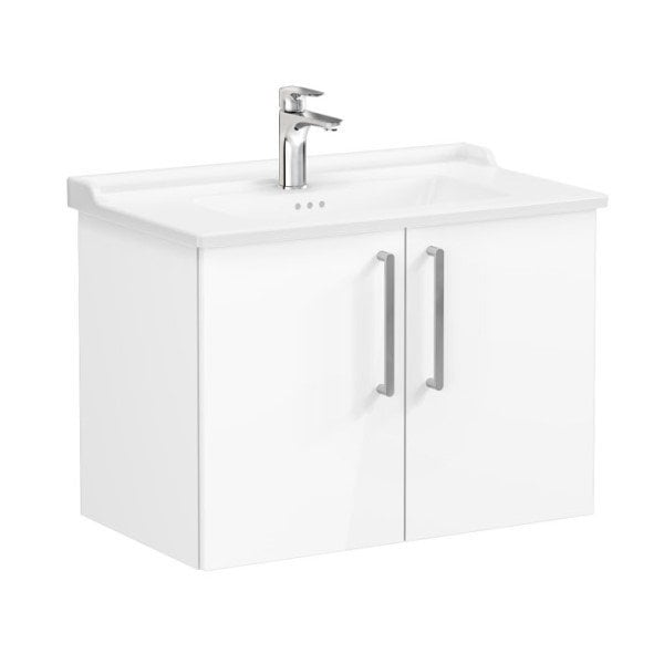 Vitra Root 68156 Lavabo Dolabı, Kapaklı, 80 cm, Parlak Beyaz, Klasik Lavabolu