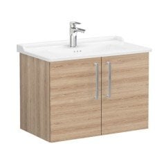 Vitra Root 68163 Lavabo Dolabı, Kapaklı, 80 cm, Doğal Meşe, Klasik Lavabolu