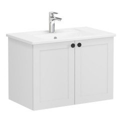 Vitra Root Classic 68709 Lavabo Dolabı, Kapaklı, 80 Cm, Mat Açık Gri, Köşeli Lavabolu