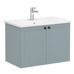 Vitra Root Classic 68711 Lavabo Dolabı, Kapaklı, 80 Cm, Mat Fiyord Yeşili, Köşeli Lavabolu