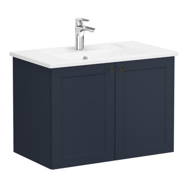 Vitra Root Classic 68713 Lavabo Dolabı, Kapaklı, 80 Cm, Mat Lacivert, Köşeli Lavabolu