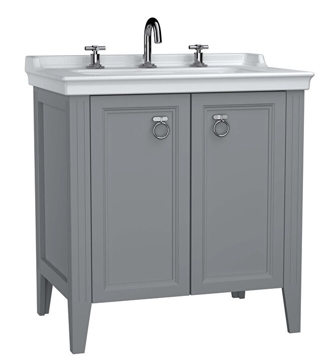 Vitra 62163 Valarte Lavabo Dolabı 80 Cm Lavabolu Gri