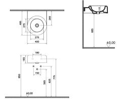 Vitra Liquid Lavabo 40cm-Beyaz VC 7317B403-0016