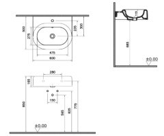 Vitra Liquid Lavabo 60 cm-Beyaz VC 7316B403-0041