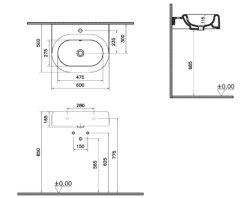 Vitra Liquid Lavabo 60cm-Beyaz VC 7316B403-0016