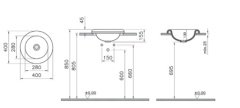 Vitra Liquid TezgahÜstü Lavabo 40cm-Beyaz 7311B403-0016