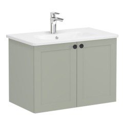 Vitra Root Classic 68721 Lavabo Dolabı, Kapaklı, 80 Cm, Mat Retro Yeşil, Yuvarlak Lavabolu