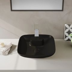 VitrA Memoria Tezgah Üstü Çanak Lavabo Kare 45cm Mat Siyah, 5887B483-0041