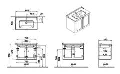 Vitra Root Classic 68724 Lavabo Dolabı, Kapaklı, 80 Cm, Mat Gri, Klasik Lavabolu