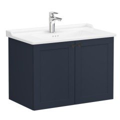 Vitra Root Classic 68727 Lavabo Dolabı, Kapaklı, 80 Cm, Mat Lacivert, Klasik Lavabolu