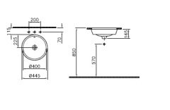 VitrA 5940B003-1083 Metropole Tezgah Altı Lavabo 45 cm Parlak Beyaz