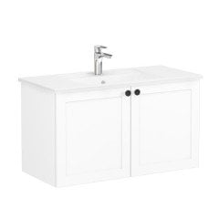 Vitra Root Classic 68729 Lavabo Dolabı, Kapaklı, 100 Cm, Mat Beyaz, Köşeli Lavabolu