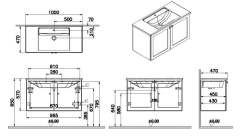 Vitra Root Classic 68733 Lavabo Dolabı, Kapaklı, 100 Cm, Mat Grafit, Köşeli Lavabolu