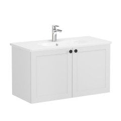Vitra Root Classic 68737 Lavabo Dolabı, Kapaklı, 100 Cm, Mat Açık Gri, Yuvarlak Lavabolu