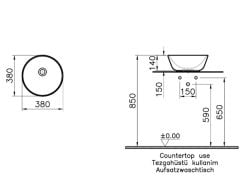 VitrA 7421B003-0016 Geo Çanak Lavabo 38 cm Parlak Beyaz