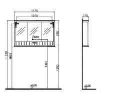 Vitra Valarte Aydınlatmalı dolaplı Ayna 120 Cm Gri 62238