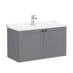 Vitra Root Classic 68745 Lavabo Dolabı, Kapaklı, 100 Cm, Mat Gri, Klasik Lavabolu