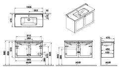 Vitra Root Classic 68747 Lavabo Dolabı, Kapaklı, 100 Cm, Mat Grafit, Klasik Lavabolu