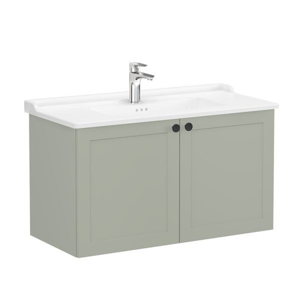 Vitra Root Classic 68749 Lavabo Dolabı, Kapaklı, 100 Cm, Mat Retro Yeşil, Klasik Lavabolu
