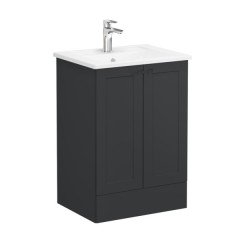Vitra Root Classic 68754 Lavabo Dolabı, Kapaklı, 60 Cm, Yerden, Mat Grafit, Köşeli Lavabolu