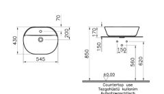 VitrA  GeoTezgah Üstü Çanak Lavabo 55 cm Parlak Siyah 7428B070-0041