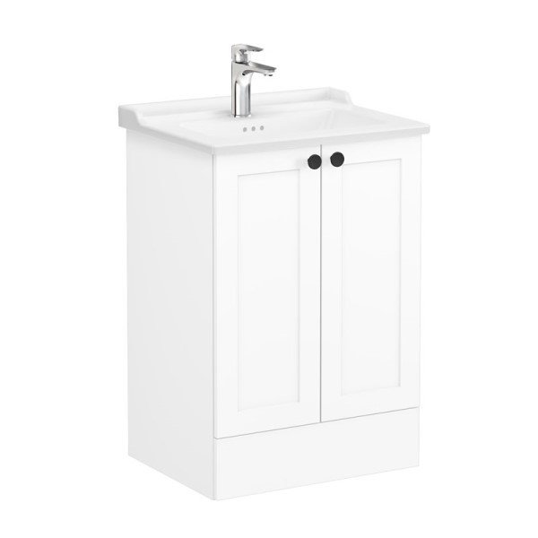 Vitra Root Classic 68764 Lavabo Dolabı, Kapaklı, 60 Cm, Yerden, Mat Beyaz, Klasik Lavabolu