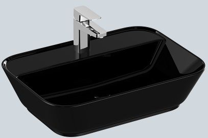 VitrA GeoTezgah Üstü Lavabo 60 cm Parlak Siyah 7426B070-0041