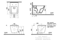 VitrA Integra Square Rim-ex Asma Klozet  Mat Siyah 7082B083-0090