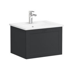 Vitra Root Classic 68775 Lavabo Dolabı, Tek Çekmeceli, 60 Cm, Mat Grafit, Köşeli Lavabolu
