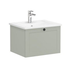 Vitra Root Classic 68777 Lavabo Dolabı, Tek Çekmeceli, 60 Cm, Mat Retro Yeşil, Köşeli Lavabolu