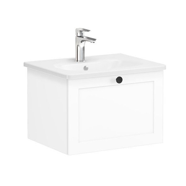 Vitra Root Classic 68778 Lavabo Dolabı, Tek Çekmeceli, 60 Cm, Mat Beyaz, Yuvarlak Lavabolu