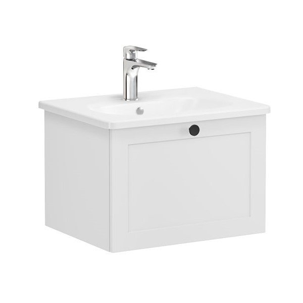 Vitra Root Classic 68779 Lavabo Dolabı, Tek Çekmeceli, 60 Cm, Mat Açık Gri, Yuvarlak Lavabolu