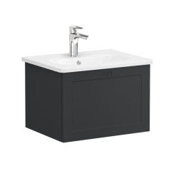 Vitra Root Classic 68782 Lavabo Dolabı, Tek Çekmeceli, 60 Cm, Mat Grafit, Yuvarlak Lavabolu