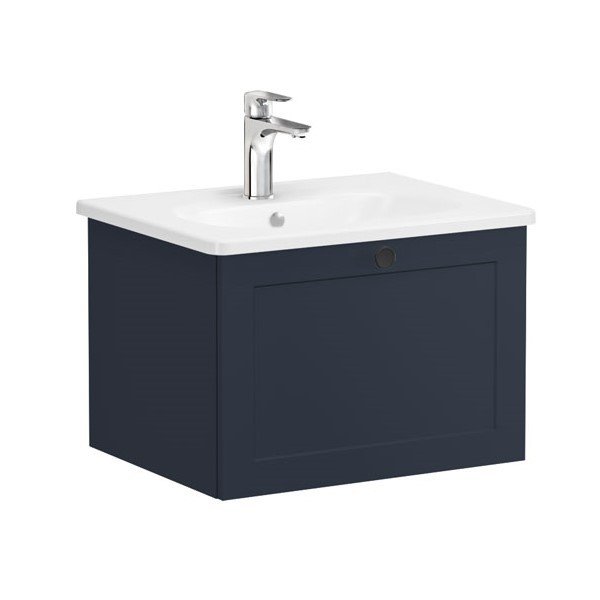 Vitra Root Classic 68783 Lavabo Dolabı, Tek Çekmeceli, 60 Cm, Mat Lacivert, Yuvarlak Lavabolu