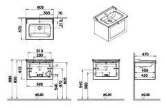 Vitra Root Classic 68785 Lavabo Dolabı, Tek Çekmeceli, 60 Cm, Mat Beyaz, Klasik Lavabolu