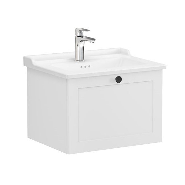 Vitra Root Classic 68786 Lavabo Dolabı, Tek Çekmeceli, 60 Cm, Mat Açık Gri, Klasik Lavabolu