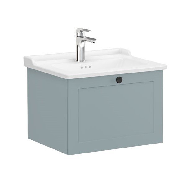 Vitra Root Classic 68788 Lavabo Dolabı, Tek Çekmeceli, 60 Cm, Mat Fiyord Yeşili, Klasik Lavabolu