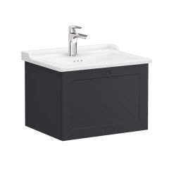 Vitra Root Classic 68789 Lavabo Dolabı, Tek Çekmeceli, 60 Cm, Mat Grafit, Klasik Lavabolu