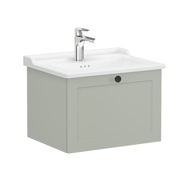 Vitra Root Classic 68791 Lavabo Dolabı, Tek Çekmeceli, 60 Cm, Mat Retro Yeşil, Klasik Lavabolu