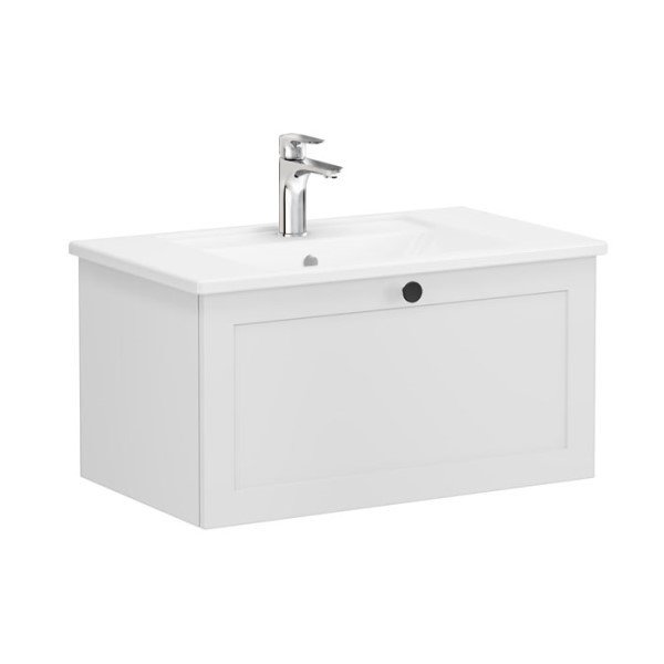 Vitra Root Classic 68793 Lavabo Dolabı, Tek Çekmeceli, 80 Cm, Mat Açık Gri, Köşeli Lavabolu