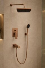Artema Minimax Square Ank Banyo Seti Fırçalı Bakır Kare