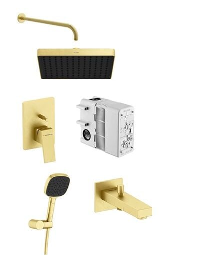 Artema Minimax Square Ank Banyo Seti Fırçalı Altın Kare
