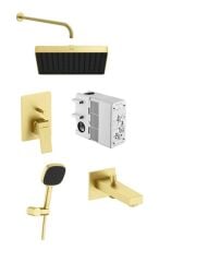 Artema Minimax Square Ank Banyo Seti Fırçalı Altın Kare