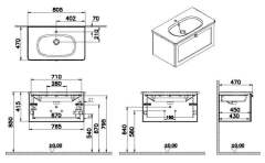 Vitra Root Classic 68799 Lavabo Dolabı, Tek Çekmeceli, 80 Cm, Mat Beyaz, Yuvarlak Lavabolu