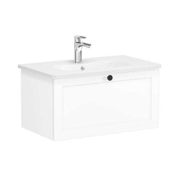 Vitra Root Classic 68799 Lavabo Dolabı, Tek Çekmeceli, 80 Cm, Mat Beyaz, Yuvarlak Lavabolu