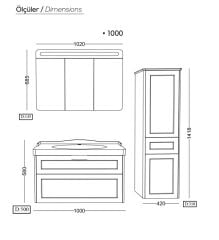 Lineart Frame 100cm Lavabo Dolabı+ Dolaplı Ayna