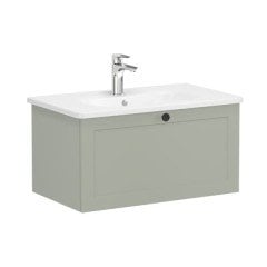 Vitra Root Classic 68805 Lavabo Dolabı, Tek Çekmeceli, 80 Cm, Mat Retro Yeşil, Yuvarlak Lavabolu