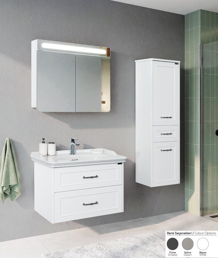 Lineart Frame 80 cm Lavabo Dolabı + Dolaplı Ayna
