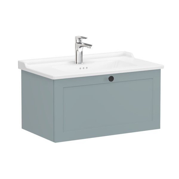 Vitra Root Classic 68809 Lavabo Dolabı, Tek Çekmeceli, 80 Cm, Mat Fiyord Yeşili, Klasik Lavabolu